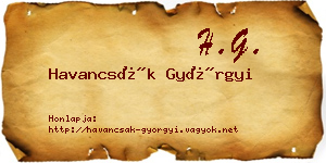 Havancsák Györgyi névjegykártya